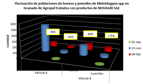 gráfica de la fluctuación de población de nematodos